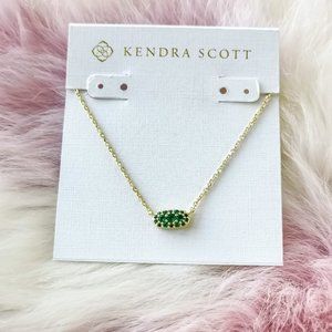 Kendra Scott Gold Grayson Emerald green Crystal Pendant Necklace